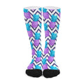 Purple Zig Zag Pineapple Pattern Print Long Socks