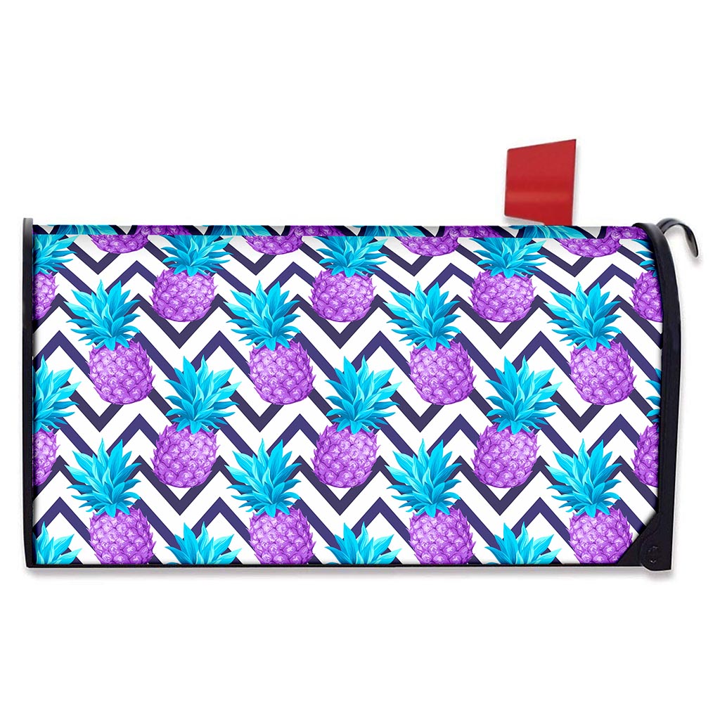 Purple Zig Zag Pineapple Pattern Print Mailbox Cover