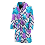 Purple Zig Zag Pineapple Pattern Print Men's Bathrobe