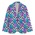 Purple Zig Zag Pineapple Pattern Print Men's Blazer