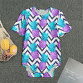 Purple Zig Zag Pineapple Pattern Print Men's Bodysuit