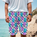 Purple Zig Zag Pineapple Pattern Print Men's Cargo Shorts