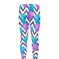 Purple Zig Zag Pineapple Pattern Print Men's Leggings