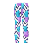 Purple Zig Zag Pineapple Pattern Print Men's leggings