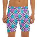 Purple Zig Zag Pineapple Pattern Print Men's Long Boxer Briefs
