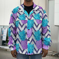 Purple Zig Zag Pineapple Pattern Print Men's Shirt Jacket