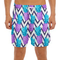 Purple Zig Zag Pineapple Pattern Print Men's Split Running Shorts