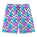 Purple Zig Zag Pineapple Pattern Print Men's Swim Trunks