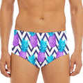 Purple Zig Zag Pineapple Pattern Print Men's Triangle Swim Briefs