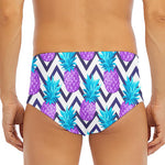 Purple Zig Zag Pineapple Pattern Print Men's Triangle Swim Briefs