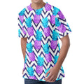 Purple Zig Zag Pineapple Pattern Print Men's Velvet T-Shirt