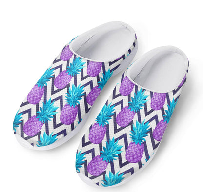 Purple Zig Zag Pineapple Pattern Print Mesh Casual Shoes