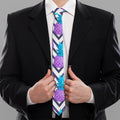 Purple Zig Zag Pineapple Pattern Print Necktie
