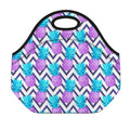Purple Zig Zag Pineapple Pattern Print Neoprene Lunch Bag