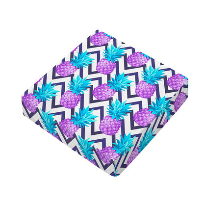 Purple Zig Zag Pineapple Pattern Print Outdoor Seat Cushion Cover