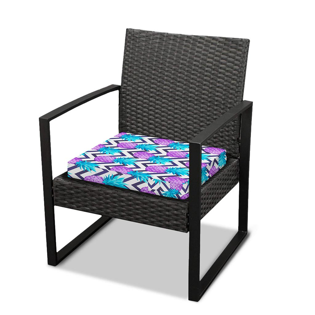 Purple Zig Zag Pineapple Pattern Print Outdoor Seat Cushion Cover