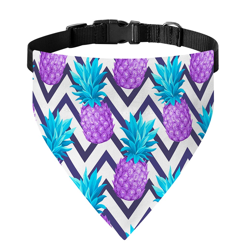 Purple Zig Zag Pineapple Pattern Print Over The Collar Dog Bandana