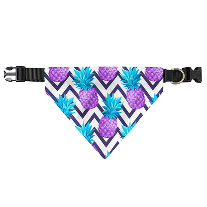 Purple Zig Zag Pineapple Pattern Print Over The Collar Dog Bandana
