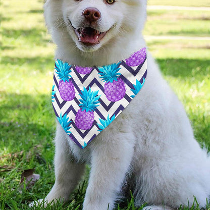 Purple Zig Zag Pineapple Pattern Print Over The Collar Dog Bandana
