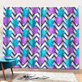 Purple Zig Zag Pineapple Pattern Print Pencil Pleat Curtains