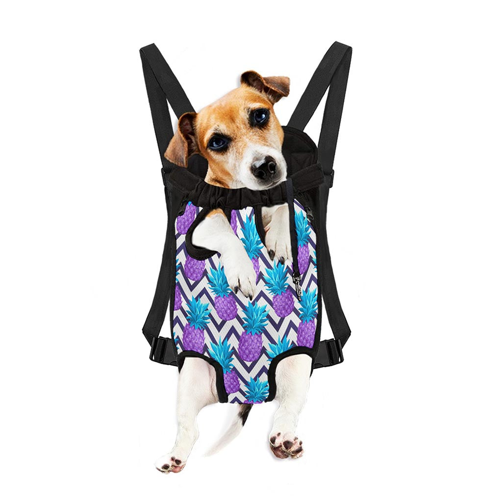 Purple Zig Zag Pineapple Pattern Print Pet Carrier Backpack
