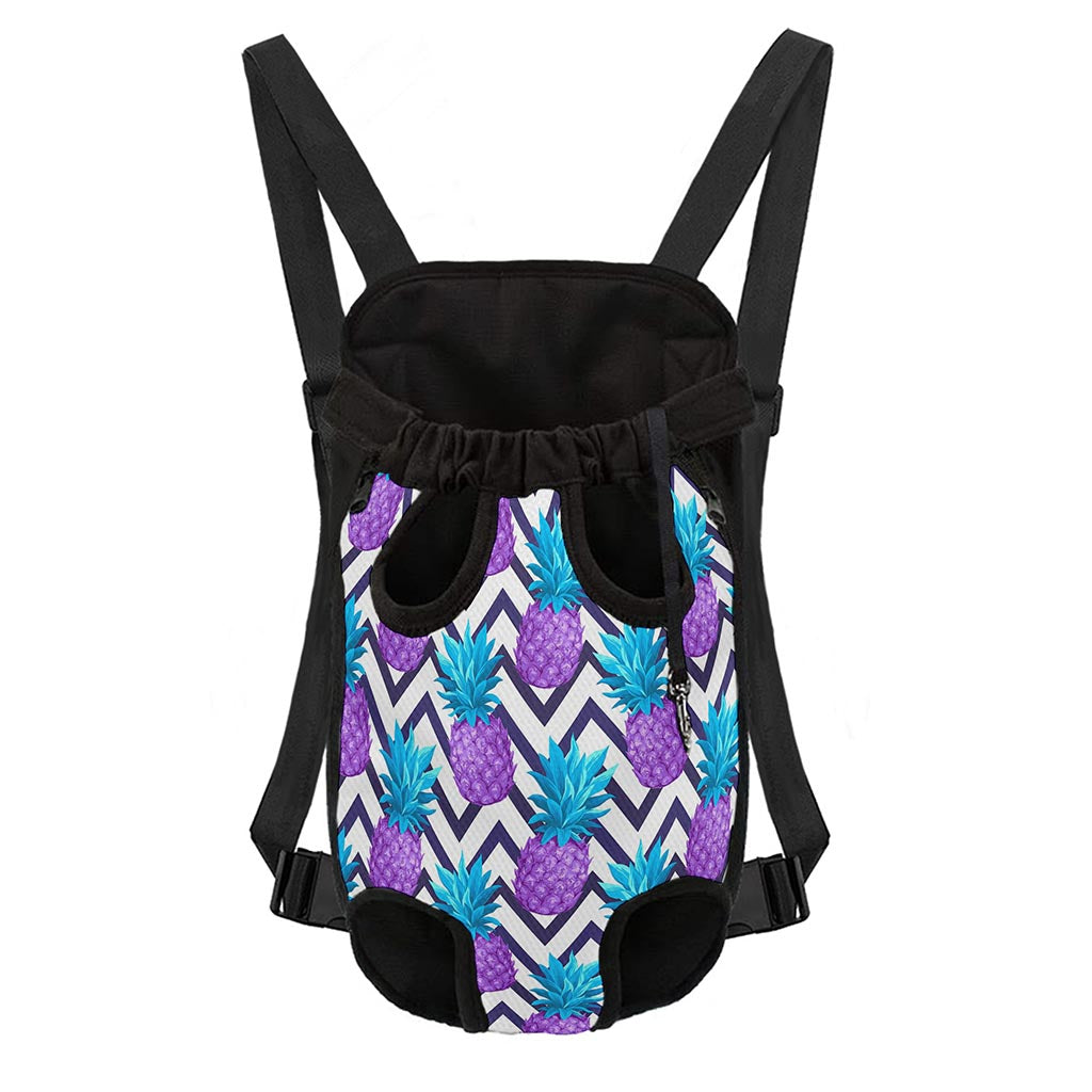 Purple Zig Zag Pineapple Pattern Print Pet Carrier Backpack