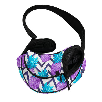 Purple Zig Zag Pineapple Pattern Print Pet Sling Carrier