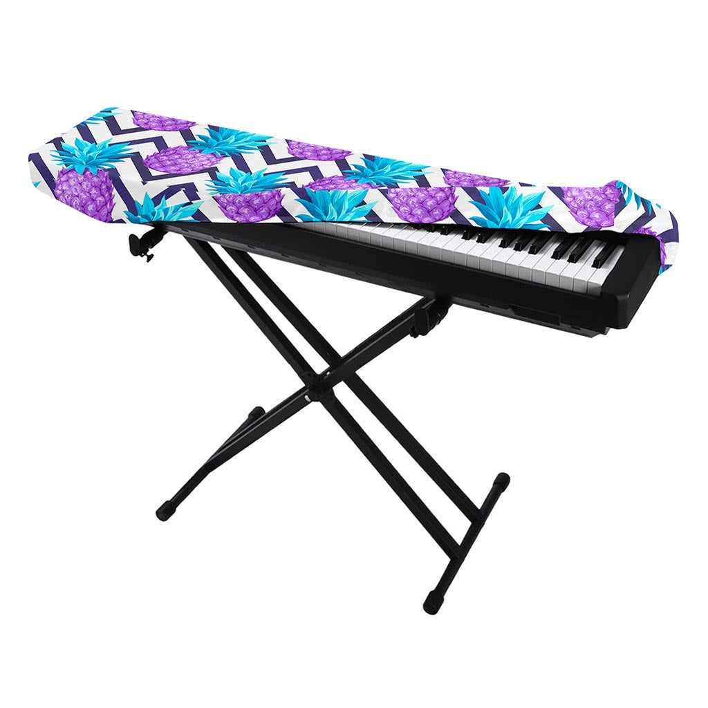Purple Zig Zag Pineapple Pattern Print Piano Keyboard Cover