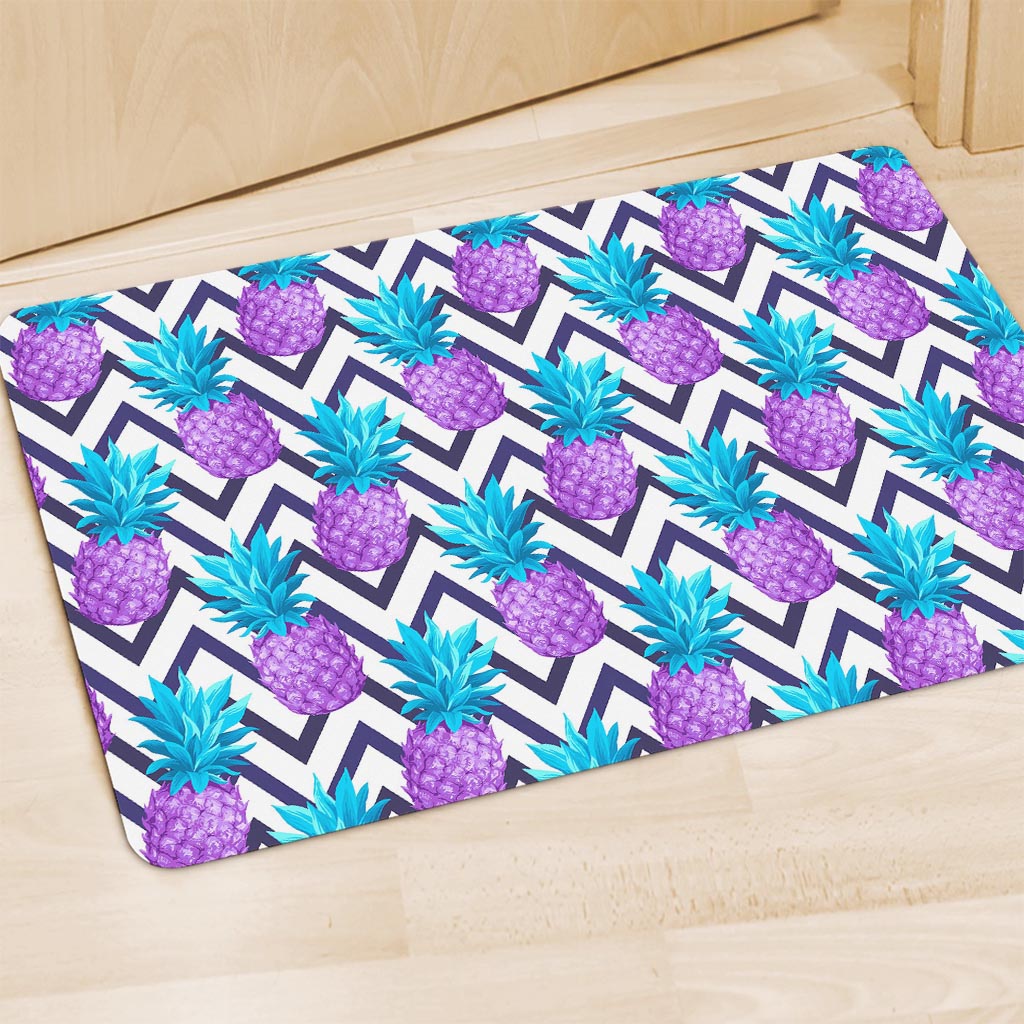 Purple Zig Zag Pineapple Pattern Print Polyester Doormat