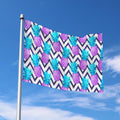 Purple Zig Zag Pineapple Pattern Print Polyester Flag