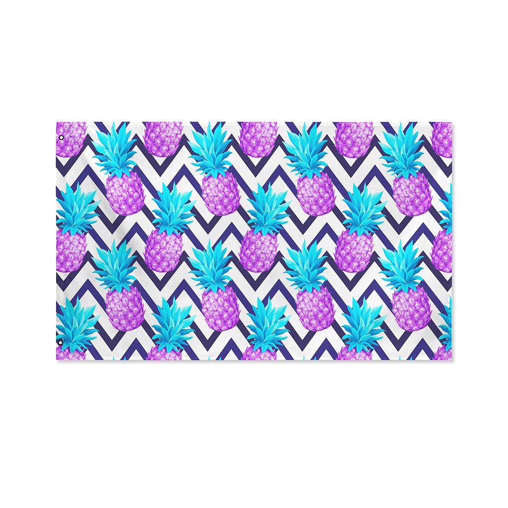 Purple Zig Zag Pineapple Pattern Print Polyester Flag