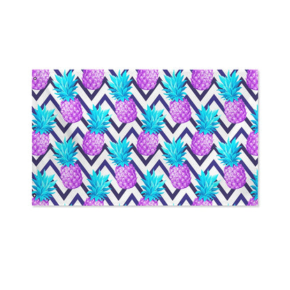 Purple Zig Zag Pineapple Pattern Print Polyester Flag