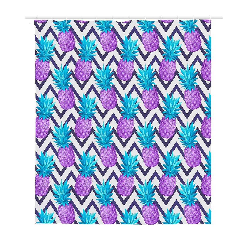 Purple Zig Zag Pineapple Pattern Print Polyester Shower Curtain