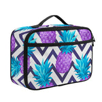 Purple Zig Zag Pineapple Pattern Print Portable Lunch Bag
