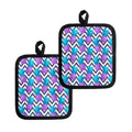 Purple Zig Zag Pineapple Pattern Print Pot Holders