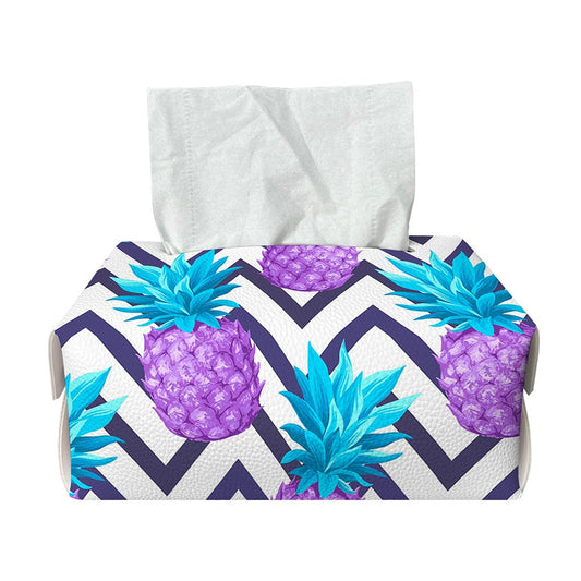 Purple Zig Zag Pineapple Pattern Print Rectangle Tissue Box Cover
