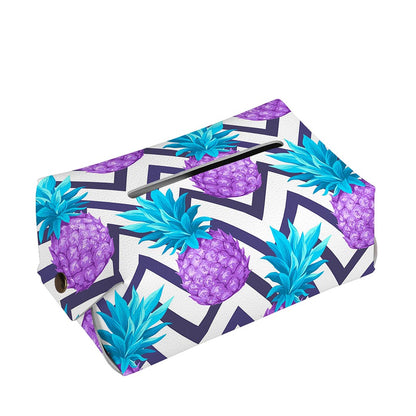 Purple Zig Zag Pineapple Pattern Print Rectangle Tissue Box Cover