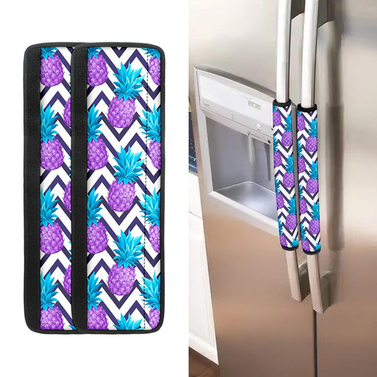 Purple Zig Zag Pineapple Pattern Print Refrigerator Handle Covers