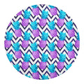 Purple Zig Zag Pineapple Pattern Print Round Blanket