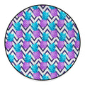 Purple Zig Zag Pineapple Pattern Print Round Floor Mat