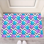 Purple Zig Zag Pineapple Pattern Print Rubber Doormat