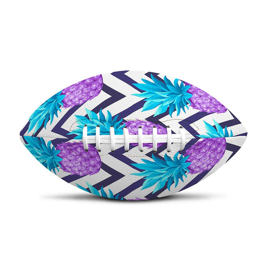 Purple Zig Zag Pineapple Pattern Print Rugby Ball