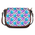 Purple Zig Zag Pineapple Pattern Print Saddle Bag