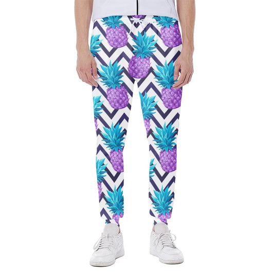 Purple Zig Zag Pineapple Pattern Print Scuba Joggers