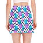 Purple Zig Zag Pineapple Pattern Print Side Slit Mini Skirt