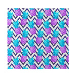 Purple Zig Zag Pineapple Pattern Print Silk Bandana