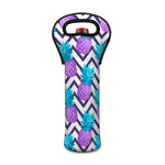 Purple Zig Zag Pineapple Pattern Print Single Neoprene Wine Tote