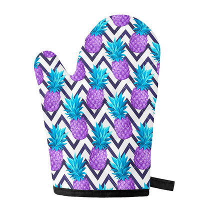 Purple Zig Zag Pineapple Pattern Print Single Oven Mitt