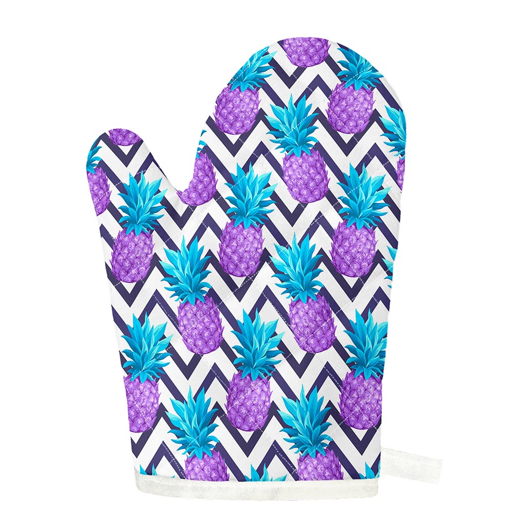 Purple Zig Zag Pineapple Pattern Print Single Oven Mitt