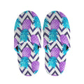 Purple Zig Zag Pineapple Pattern Print Slippers